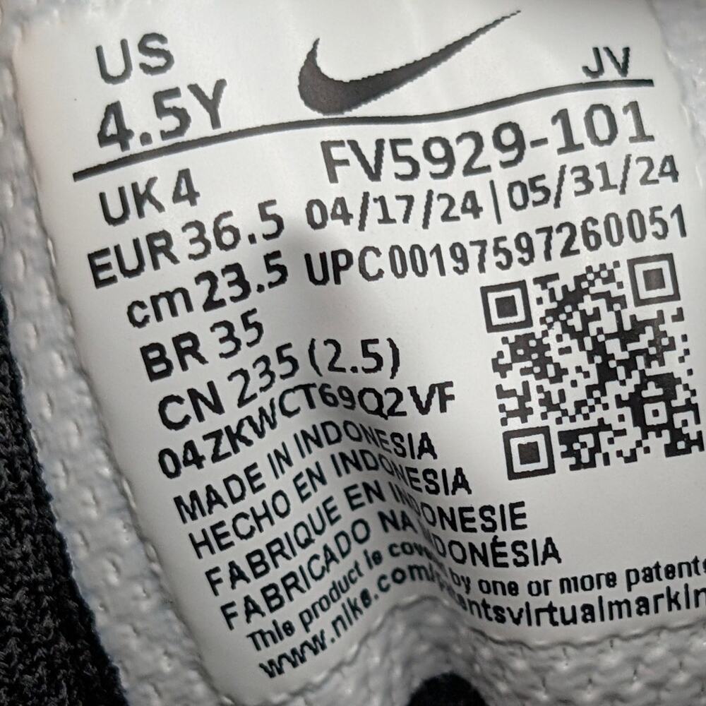 Nike Full Force Low Big Shoes Kids' White/Pewter/Black Size US4.5Y EU36.5 - Picture 7 of 14